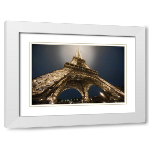 Eiffel Glow White Modern Wood Framed Art Print with Double Matting by Delimont, Danita