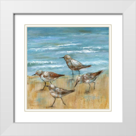 Sandpipers III White Modern Wood Framed Art Print with Double Matting by Nan