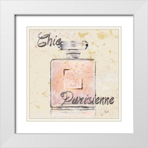 Chic Parfume White Modern Wood Framed Art Print with Double Matting by Nan