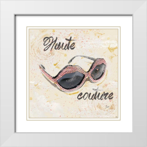 Haute Sunglasses White Modern Wood Framed Art Print with Double Matting by Nan