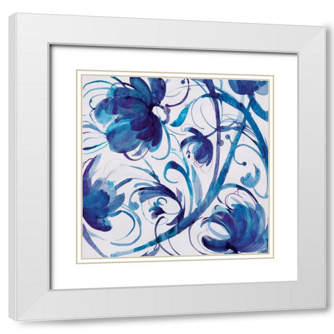 Indigo Swirl III White Modern Wood Framed Art Print with Double Matting by Troise Heidel, Theresa