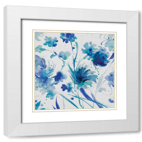Whimsical Blues I White Modern Wood Framed Art Print with Double Matting by Troise Heidel, Theresa