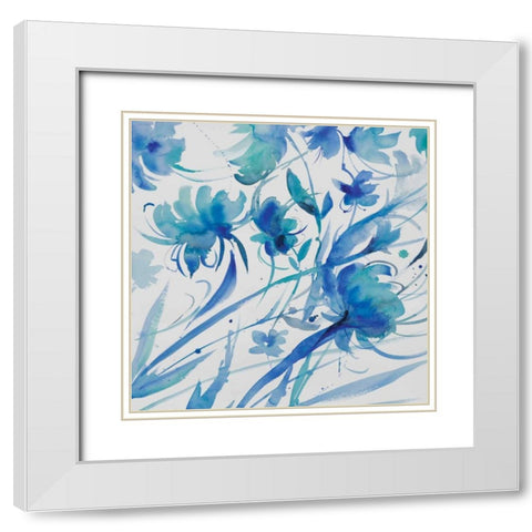 Whimsical Blues II White Modern Wood Framed Art Print with Double Matting by Troise Heidel, Theresa