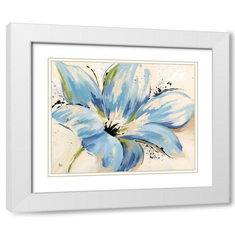Touch of Blue I White Modern Wood Framed Art Print with Double Matting by Nan