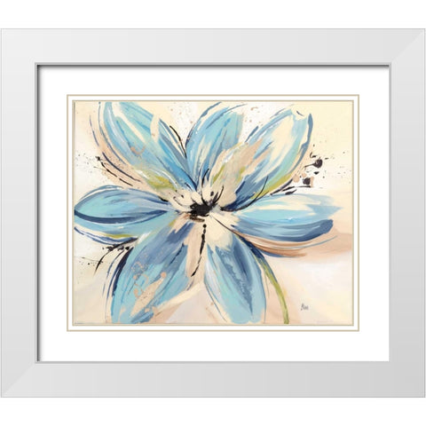 Touch of Blue II White Modern Wood Framed Art Print with Double Matting by Nan