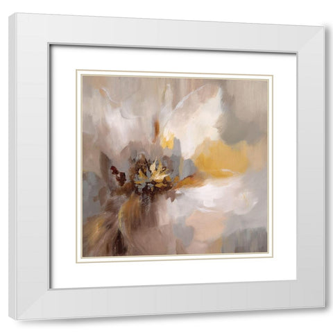 Petals Whisper White Modern Wood Framed Art Print with Double Matting by Nan