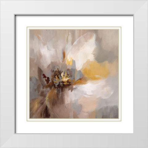 Petals Whisper White Modern Wood Framed Art Print with Double Matting by Nan