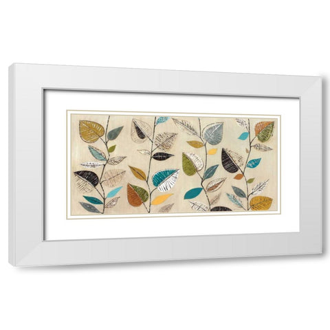 Dancing Leaves III White Modern Wood Framed Art Print with Double Matting by Tava Studios