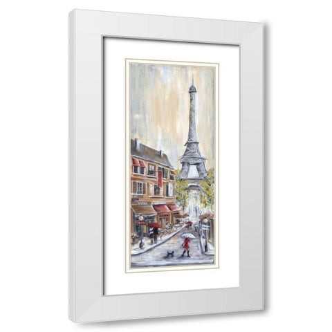 Paris Poodle White Modern Wood Framed Art Print with Double Matting by Dunlap, Marilyn