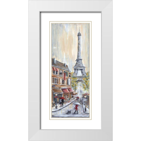 Paris Poodle White Modern Wood Framed Art Print with Double Matting by Dunlap, Marilyn