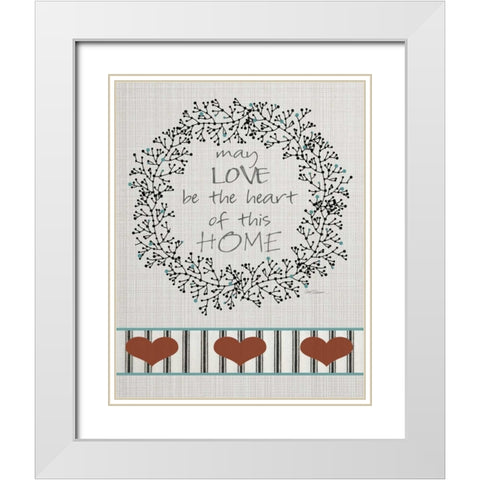 Homespun Love White Modern Wood Framed Art Print with Double Matting by Robinson, Carol