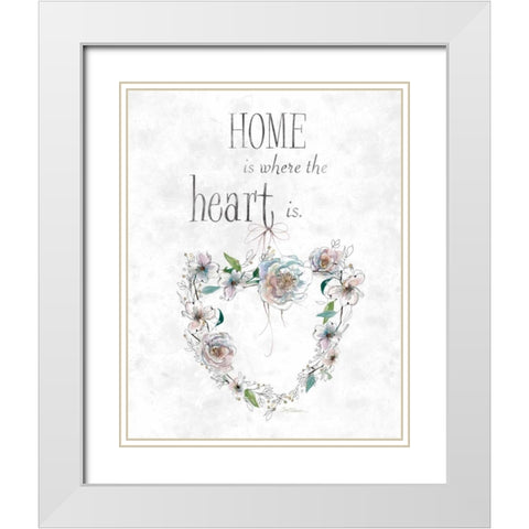 Heart Sampler White Modern Wood Framed Art Print with Double Matting by Robinson, Carol