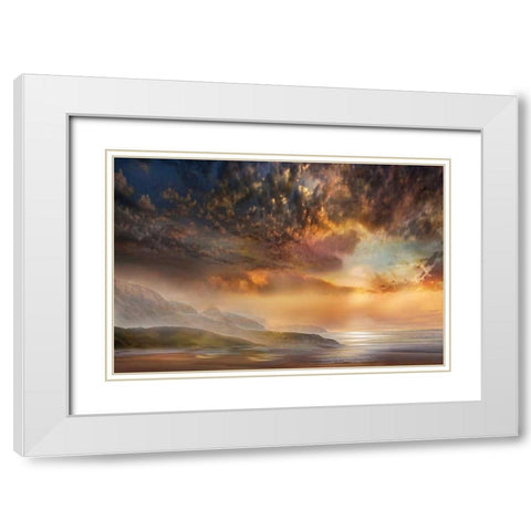Wishful White Modern Wood Framed Art Print with Double Matting by Calascibetta, Mike