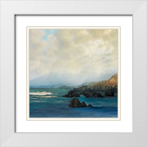 Distant White Modern Wood Framed Art Print with Double Matting by Calascibetta, Mike