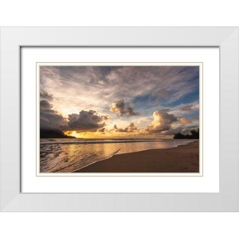 Sunset in Hanalei White Modern Wood Framed Art Print with Double Matting by Delimont, Danita
