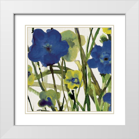 Picking Flowers I White Modern Wood Framed Art Print with Double Matting by Jill, Susan