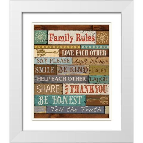 Family Rules White Modern Wood Framed Art Print with Double Matting by Knutsen, Conrad