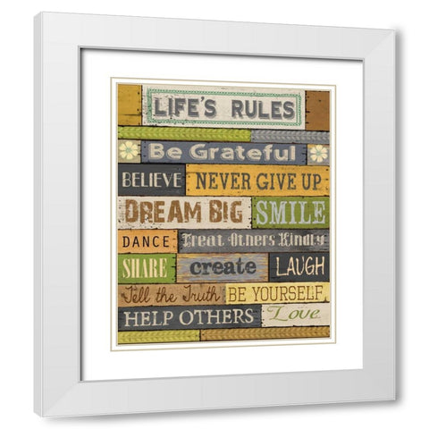 Lifes Rules White Modern Wood Framed Art Print with Double Matting by Knutsen, Conrad