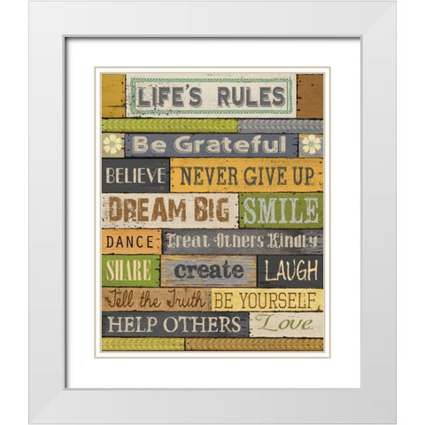 Lifes Rules White Modern Wood Framed Art Print with Double Matting by Knutsen, Conrad