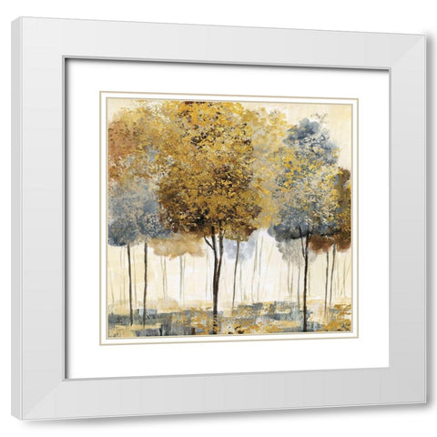 Metallic Forest I White Modern Wood Framed Art Print with Double Matting by Nan