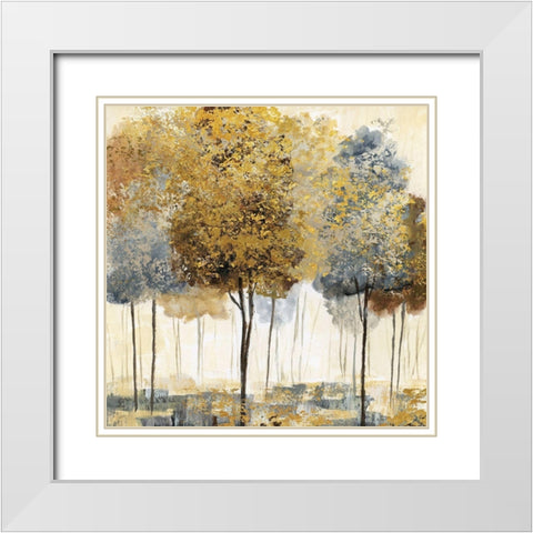 Metallic Forest I White Modern Wood Framed Art Print with Double Matting by Nan