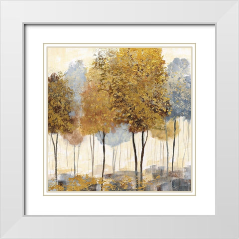 Metallic Forest II White Modern Wood Framed Art Print with Double Matting by Nan