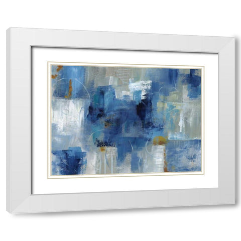 Blue Morning White Modern Wood Framed Art Print with Double Matting by Nan