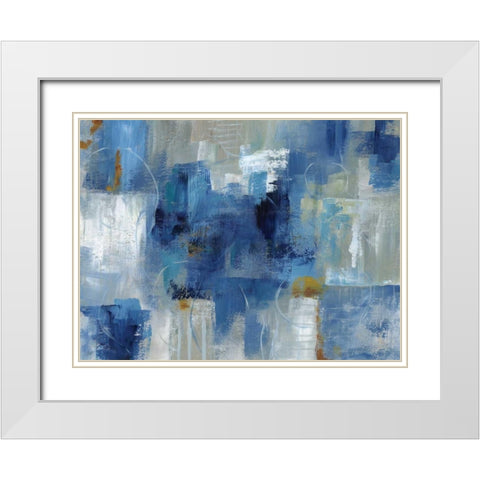 Blue Morning White Modern Wood Framed Art Print with Double Matting by Nan