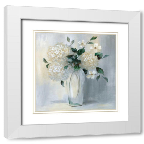 Carolina Springs Bouquet White Modern Wood Framed Art Print with Double Matting by Nan