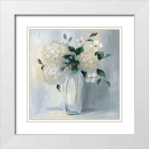 Carolina Springs Bouquet White Modern Wood Framed Art Print with Double Matting by Nan