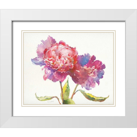 Prize Peonies I White Modern Wood Framed Art Print with Double Matting by Troise Heidel, Theresa
