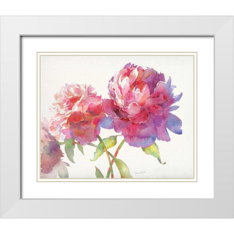 Prize Peonies II White Modern Wood Framed Art Print with Double Matting by Troise Heidel, Theresa