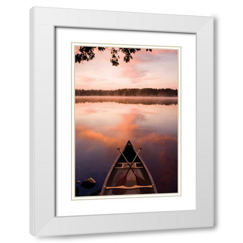 Lake At Dawn White Modern Wood Framed Art Print with Double Matting by Delimont, Danita