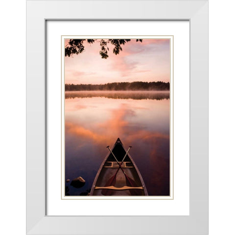 Lake At Dawn White Modern Wood Framed Art Print with Double Matting by Delimont, Danita