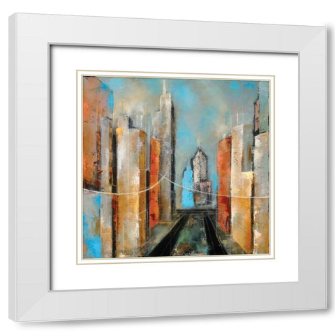 Streetscape I White Modern Wood Framed Art Print with Double Matting by Berman, Ken