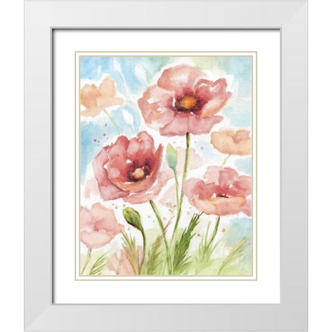 Botanical Blush I White Modern Wood Framed Art Print with Double Matting by Nan