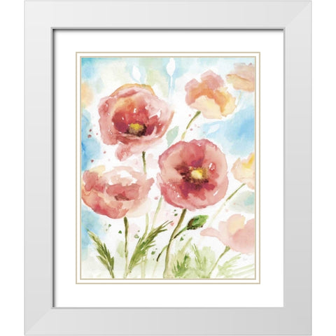 Botanical Blush II White Modern Wood Framed Art Print with Double Matting by Nan