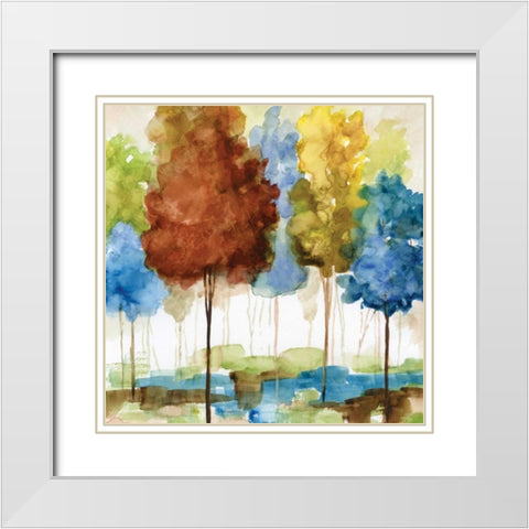 Magical Forest I White Modern Wood Framed Art Print with Double Matting by Nan