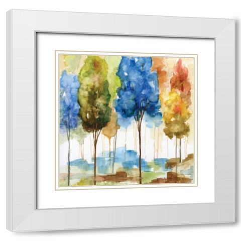 Magical Forest II White Modern Wood Framed Art Print with Double Matting by Nan