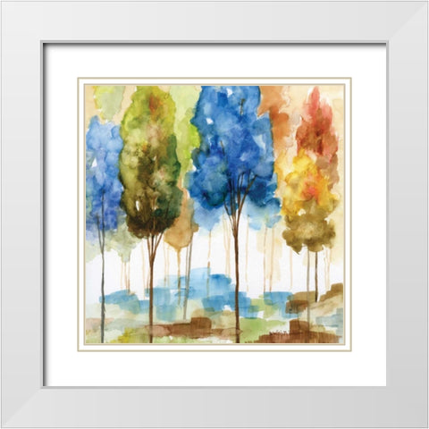 Magical Forest II White Modern Wood Framed Art Print with Double Matting by Nan