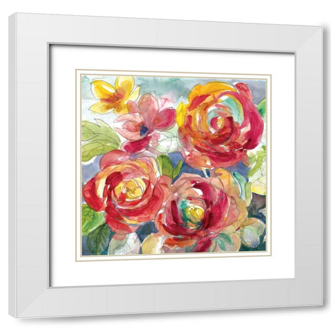 Garden Party I White Modern Wood Framed Art Print with Double Matting by Robinson, Carol