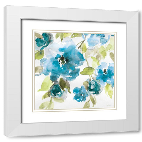 Belles Blue I White Modern Wood Framed Art Print with Double Matting by Robinson, Carol
