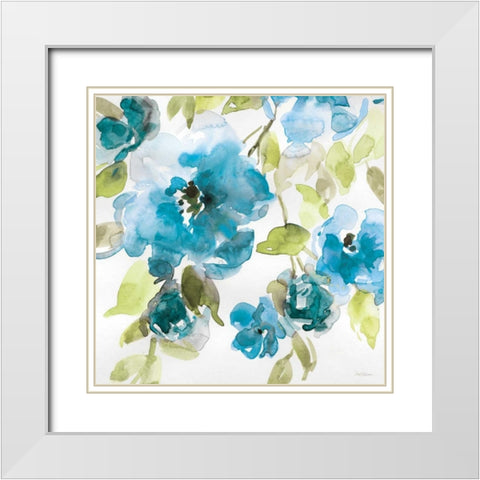 Belles Blue I White Modern Wood Framed Art Print with Double Matting by Robinson, Carol