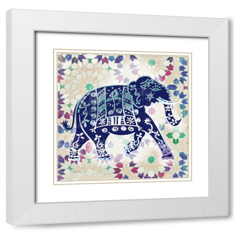 Painted Elephant I White Modern Wood Framed Art Print with Double Matting by Craven, Katrina