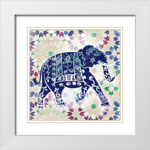 Painted Elephant I White Modern Wood Framed Art Print with Double Matting by Craven, Katrina