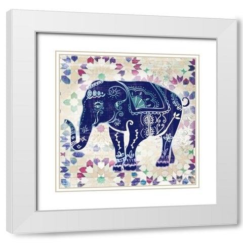 Painted Elephant II White Modern Wood Framed Art Print with Double Matting by Craven, Katrina