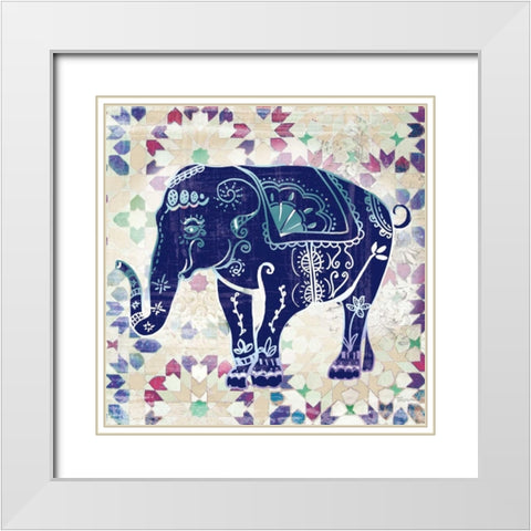 Painted Elephant II White Modern Wood Framed Art Print with Double Matting by Craven, Katrina