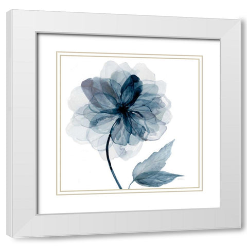 Indigo Bloom I White Modern Wood Framed Art Print with Double Matting by Robinson, Carol