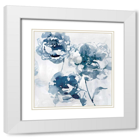 Indigo Garden I White Modern Wood Framed Art Print with Double Matting by Robinson, Carol