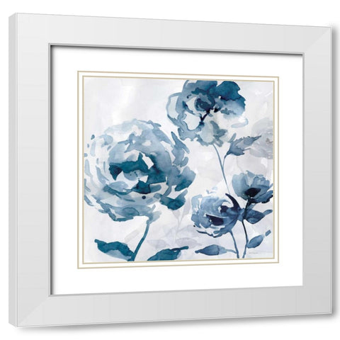 Indigo Garden II White Modern Wood Framed Art Print with Double Matting by Robinson, Carol